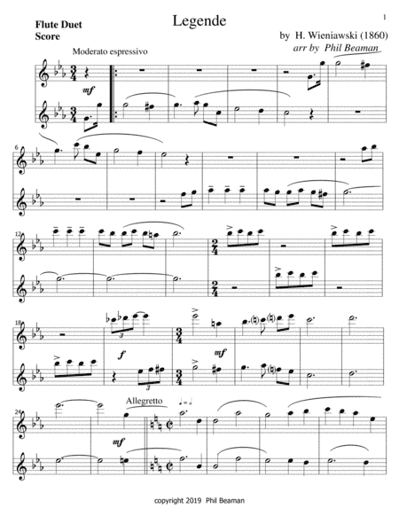 Legende-Wieniawski-Flute duet (arr. Phil Beaman)