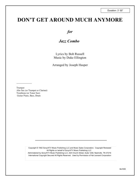Don't Get Around Much Anymore (arr. Joseph Hasper)
