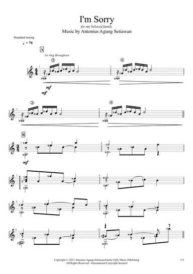 I'm Sorry (Solo Guitar Score)