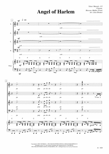 Angel Of Harlem (arr. Jetse Bremer)