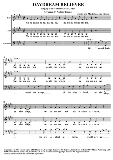 Daydream Believer (arr. Andrew Emmet)