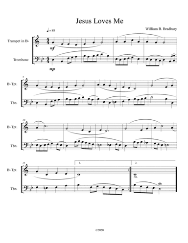Jesus Loves Me (trumpet and trombone duet) (arr. B. C. Dockery)