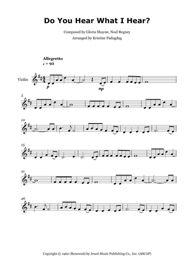 Do You Hear What I Hear (arr. Kristine Padagdag)