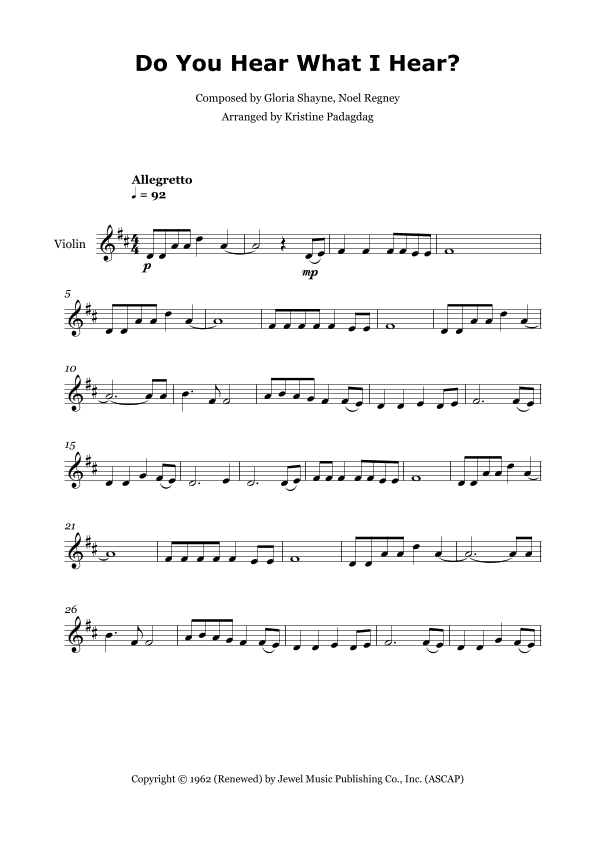 Do You Hear What I Hear (arr. Kristine Padagdag)