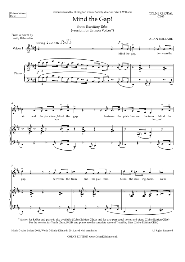 Mind the Gap! (unison voices and piano)