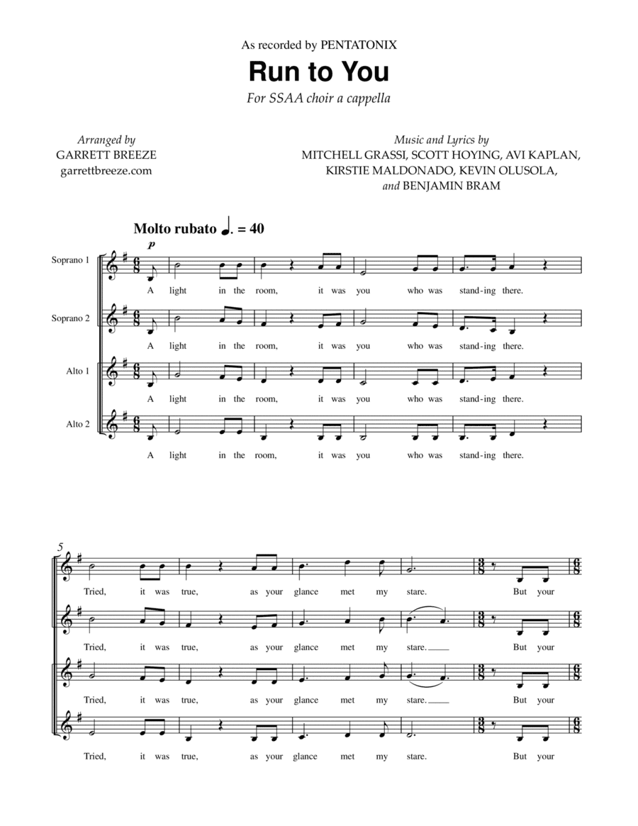 Run To You (arr. Garrett Breeze)