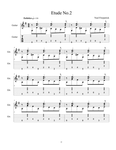Etude No.2 For Guitar by Neal Fitzpatrick-Tablature Edition