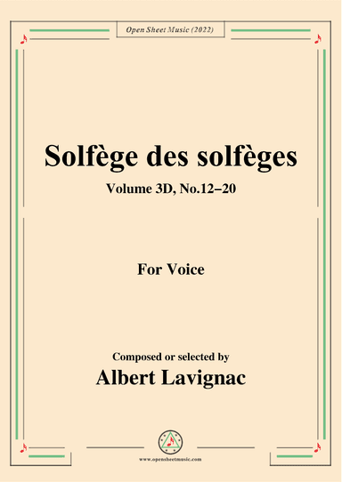 Lavignac-Solfege des solfeges,Volum 3D No.11-20,for Voice (arr. OSM Press)