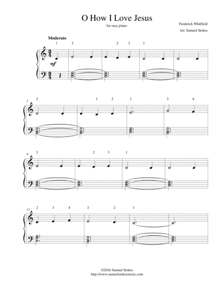 O How I Love Jesus - easy piano (arr. Samuel Stokes)