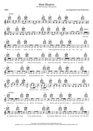 How Bizarre (arr. Ivan Patterson, Pūkāea Music Publishing)