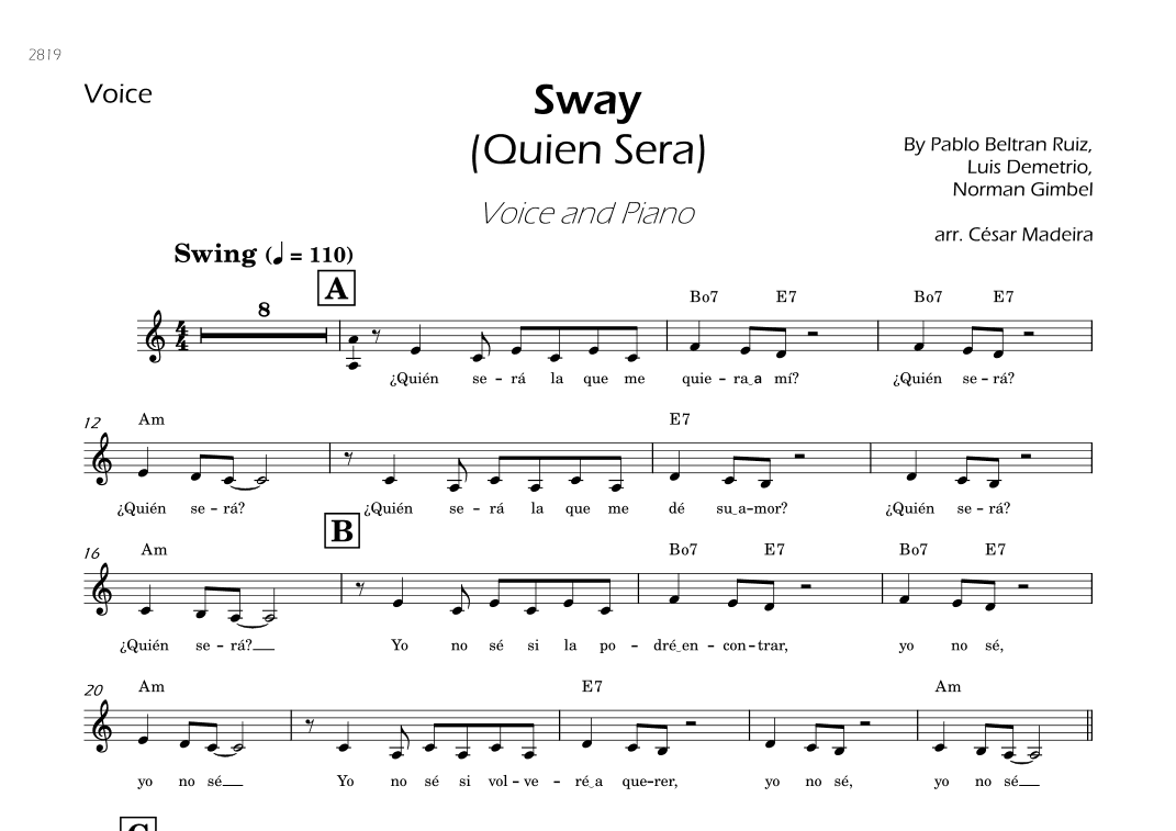 Sway (quien Sera) (arr. César Madeira)
