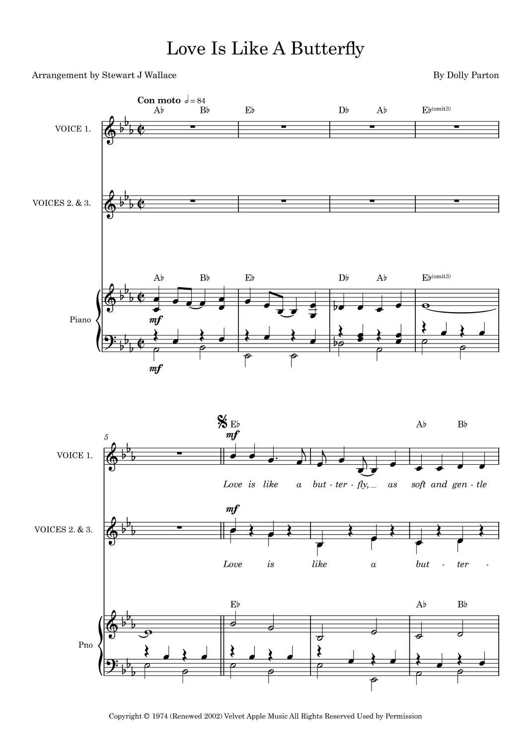 Love Is Like A Butterfly (arr. Stewart J Wallace)