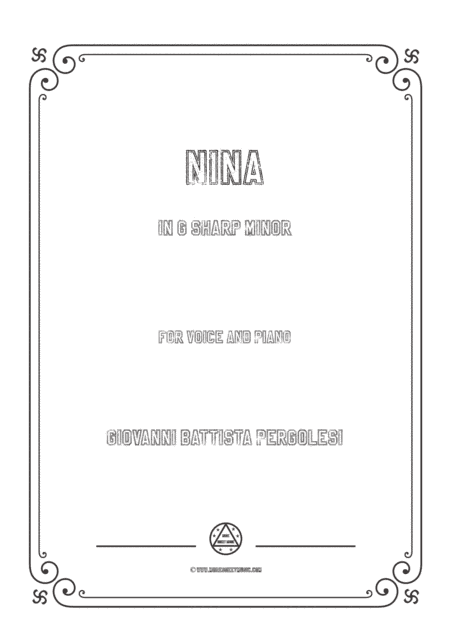 Pergolesi-Nina in g sharp minor,for Voice and Piano (arr. MSM)