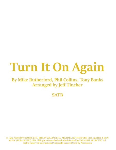 Turn It On Again (arr. Jeff Tincher)