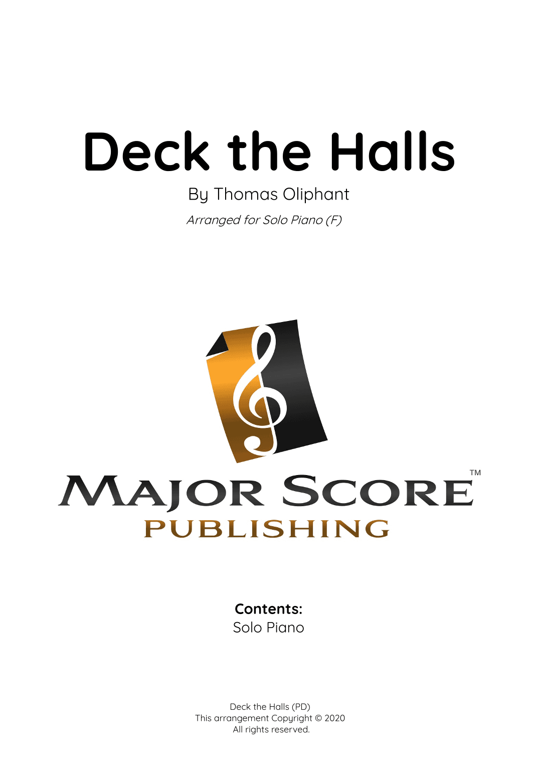 Deck the Halls sheet music | Solo Piano (F) (arr. MAJOR SCORE PUBLISHING TM.)