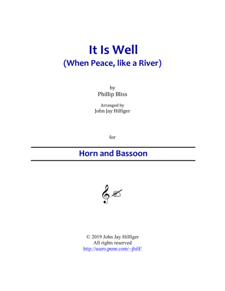 It Is Well with My Soul for Horn and Bassoon (arr. John Jay Hilfiger)