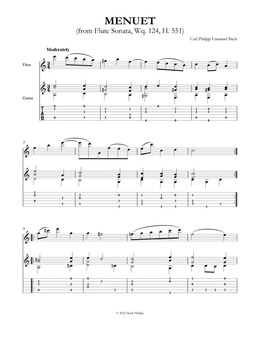 Menuet (from Flute Sonata, Wq. 124, H. 551) (arr. Mark Phillips)