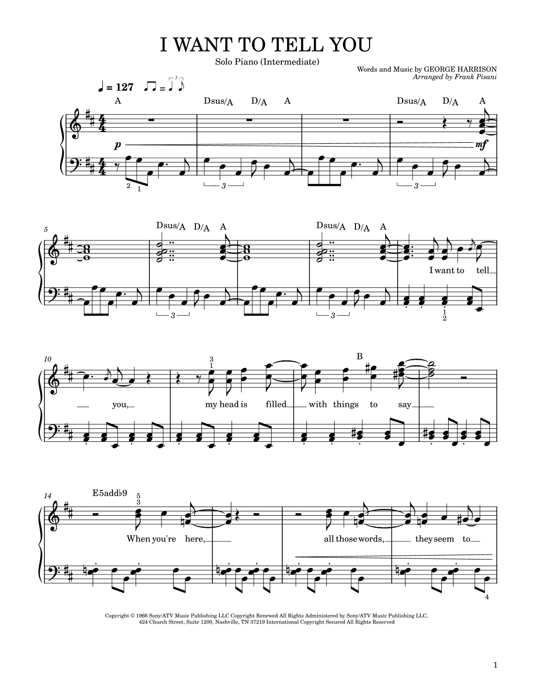 I Want To Tell You (arr. Frank Pisani)