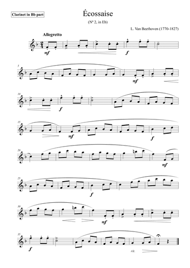 Écossaise (Nº 2, in Eb) - for clarinet Bb (arr. Passoni Music)