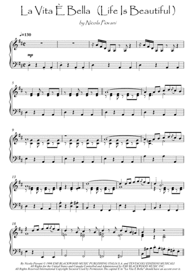 Life Is Beautiful (la Vita E Bella) (arr. PianoSheetNow)