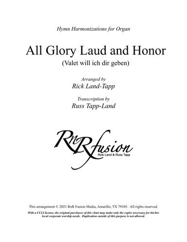 All Glory Laud and Honor - Easter Hymn Harmonization for Organ (arr. RnR Fusion: Rick Land & Russ Tapp)
