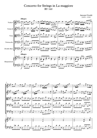 Concerto for Strings in La maggiore RV 160