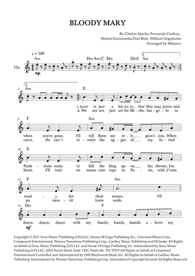 Bloody Mary (arr. Milanov)