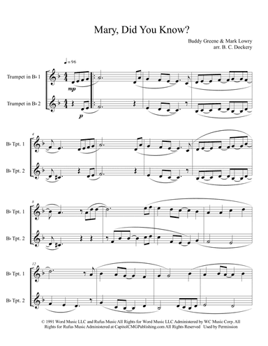 Mary, Did You Know? (arr. B. C. Dockery)