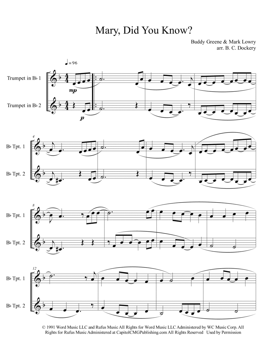 Mary, Did You Know? (arr. B. C. Dockery)