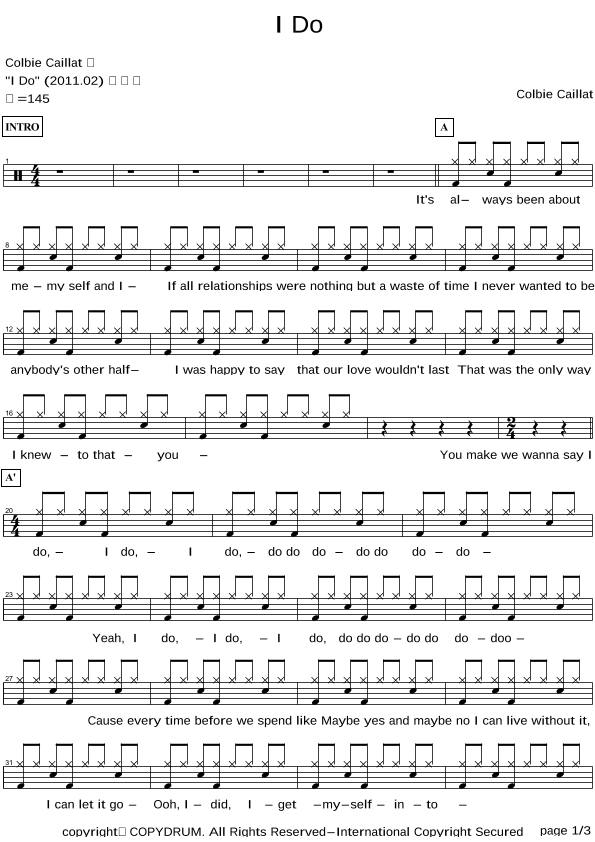 I Do (arr. COPYDRUM)