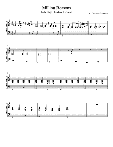 Million Reasons (arr. VeronicaPiano88)