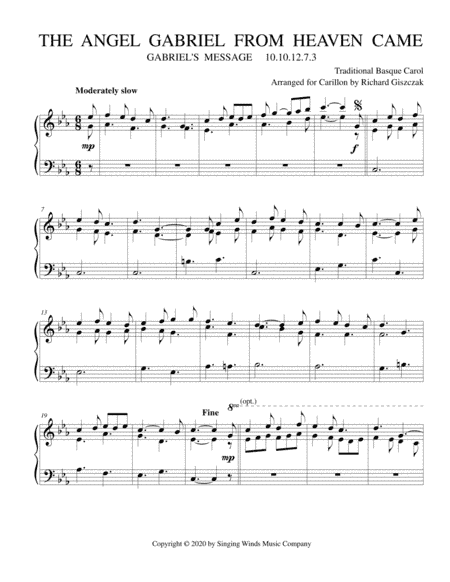 The Angel Gabriel From Heaven Came (GABRIEL'S MESSAGE) (arr. Richard Giszczak)