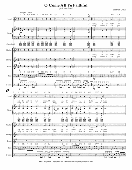 O Come All Ye Faithful - for Worship Band (arr. John van Gulik)