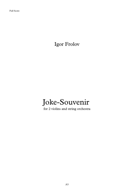 I.Frolov "Joke-Souvenir" for 2 violins and string orchestra (arr. Seva Youdenitch)