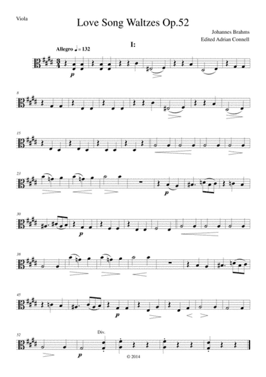 Brahms - Love Song Waltzes Op.52 - Viola (arr. Adrian Connell)