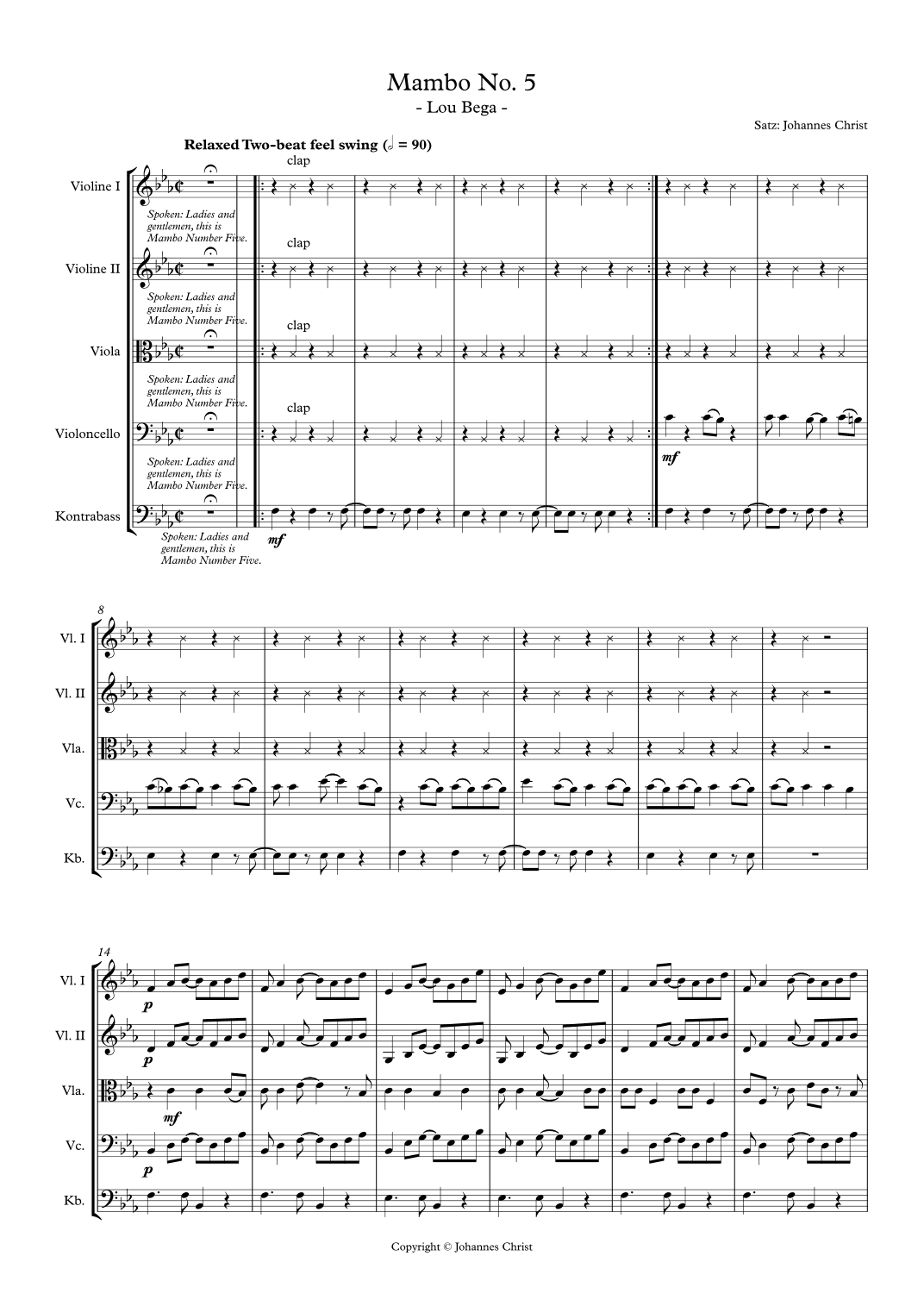 Mambo No. 5 (a Little Bit Of...) (arr. Johannes Christ)