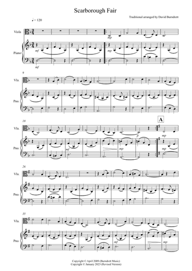 Scarborough Fair for Viola and Piano (arr. David Burndrett)