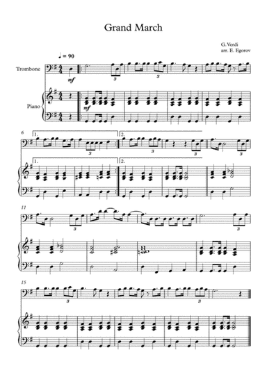 Grand March (Aida), Giuseppe Verdi, For Trombone & Piano (arr. Eugene Egorov)