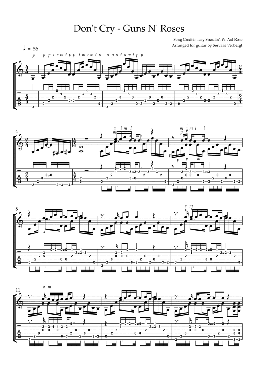 Don't Cry (arr. Servaas Verbergt)