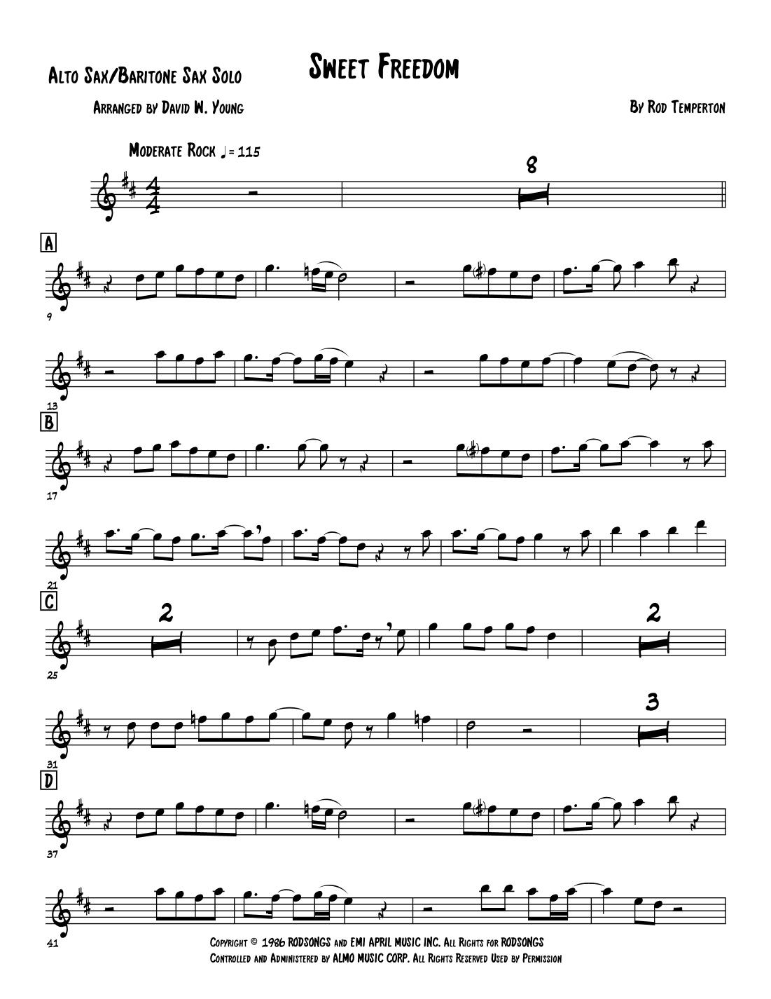 Sweet Freedom (arr. Dave Young)