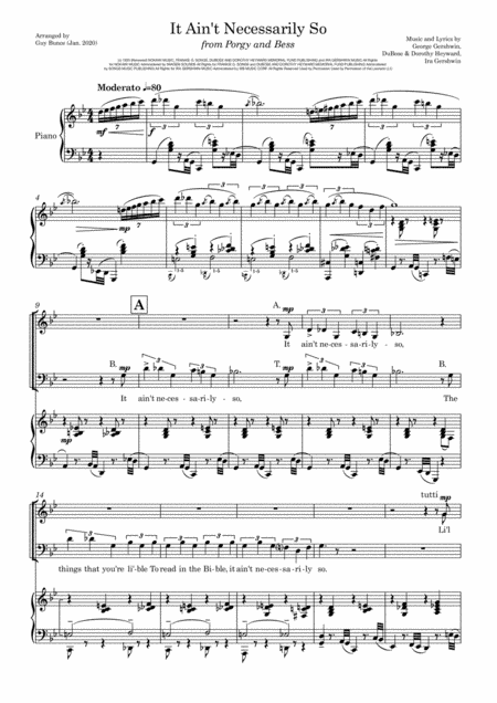 It Ain't Necessarily So  from PORGY AND BESS (arr. Guy Bunce)