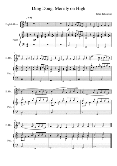Ding Dong Merrily On High - English Horn and Piano (arr. Kacie J. Rickells)