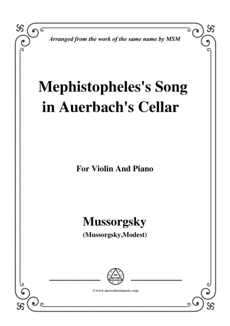 Mussorgsky-Mephistopheles's Song in Auerbach's Cellar,for Violin and Piano (arr. MSM)