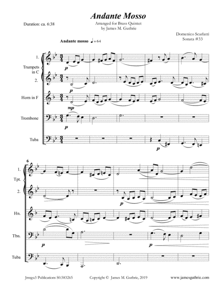 Scarlatti: Andante mosso for Brass Quintet (arr. James M. Guthrie)