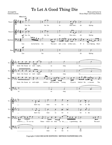 To Let A Good Thing Die (arr. Gabriel Lawson)