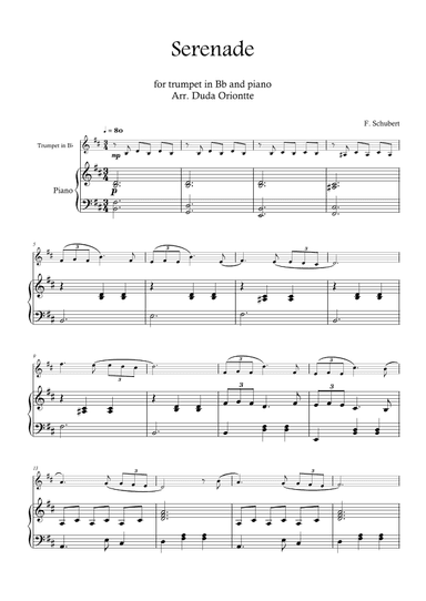 Serenade (trumpet in Bb and piano SIMPLIFIED) Schubert (arr. Duda Oriontte)
