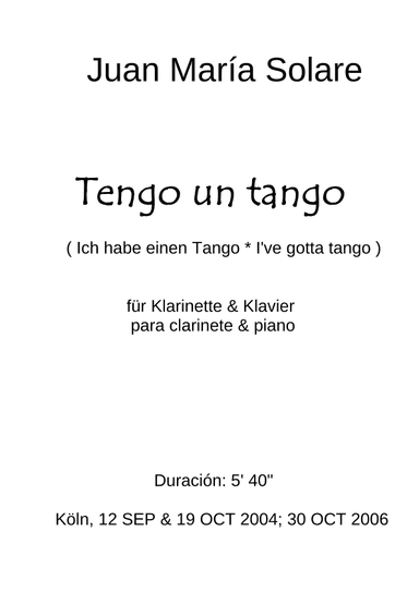 Tengo un tango [clarinet and piano]