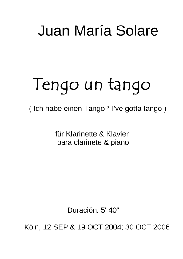 Tengo un tango [clarinet and piano]
