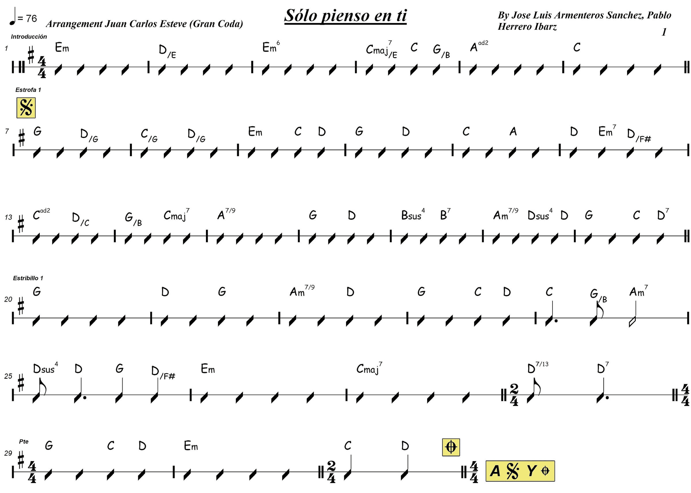 Solo Pienso En Ti (arr. juan carlos esteve / Gran Coda)