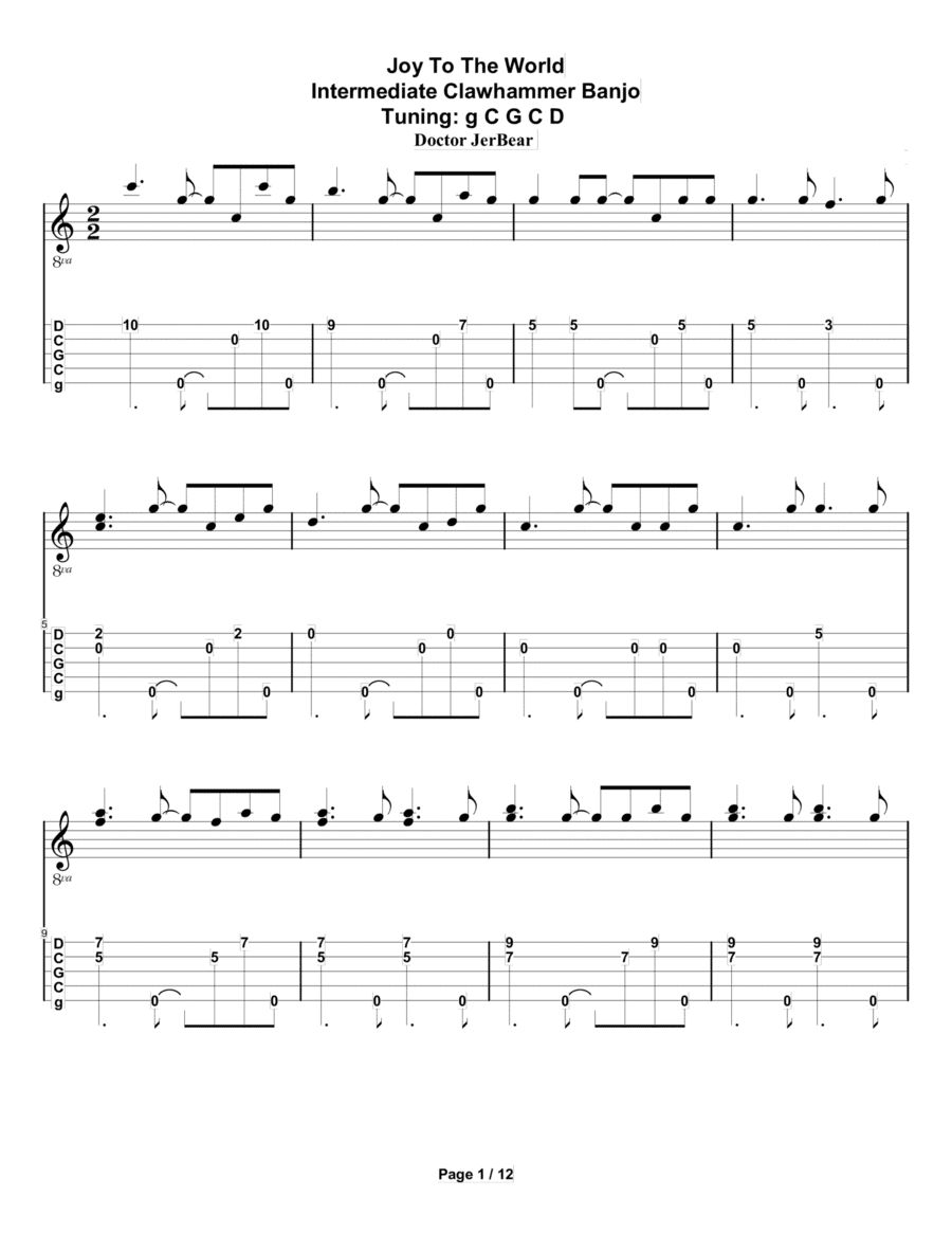 Doctor JerBear--Joy To The World--Intermediate Clawhammer Banjo (arr. Doctor JerBear)